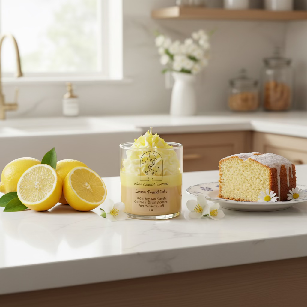 Lemon pound cake-scented candles